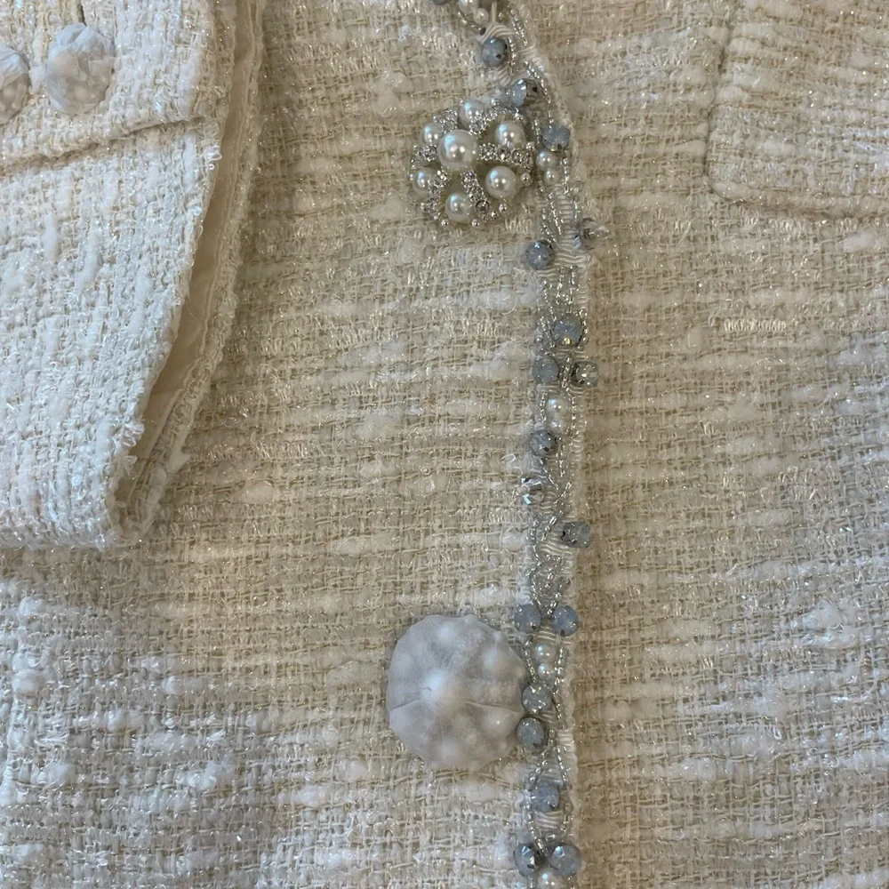 2022 spring Self-Portrait Cream Boucle Mini Dress - Picture 9 of 14